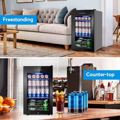 17" 126-Can Beverage Refrigerator, Countertop/Freestanding with Glass Door - Image 4
