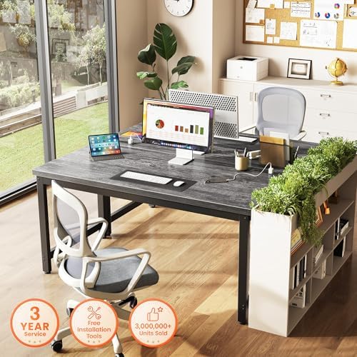 Huuger 55 x 24 inch Desk with Power Outlets & 0.95 Inch Thicker Desktop - Image 3