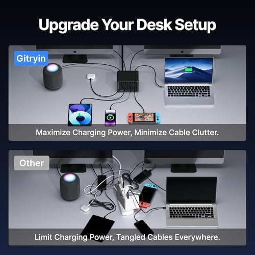Gitryin 12-in-1 Desktop Charging Station, 160W USB Retractable GaN Charger - Image 2