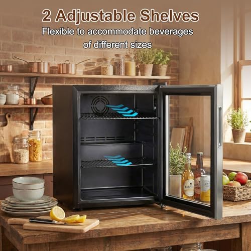 FoMup Mini Fridge 50 Can, Small Beverage Refrigerator with Reversible Glass Door, Countertop Drink Cooler with Temperature Control, Compact Beer Soda Fridge for Office Dorm Kitchen, Stainless Steel - Image 4