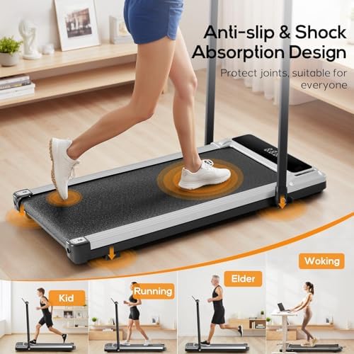 Compact Walking Pad Under Desk Treadmill, Portable Electric Walking Treadmill with Remote Control & LED Display for Home Office, Quiet Fitness Machine - Image 4
