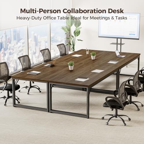Mericonia 54 Inch Computer Desk, 1" Thick Large Office Table, Walnut - Image 7