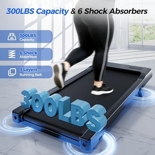 Superun Walking Pad with 6% Incline, Under Desk Treadmill, 3 in 1 Portable Treadmills for Home with Remote Control LED Display, 2.5 HP Quiet Mini Treadmill for Office Home Use, 300 Lbs Capacity - Image 5