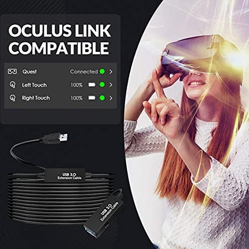 50FT USB 3.0 Extension Cable,Active Type A-Male to A-Female Extender Cord, 2 Signal Boosters,Compatible Oculus Quest 2/3 VR,Printer, Webcam,Xbox, PS4 and More, - Image 6