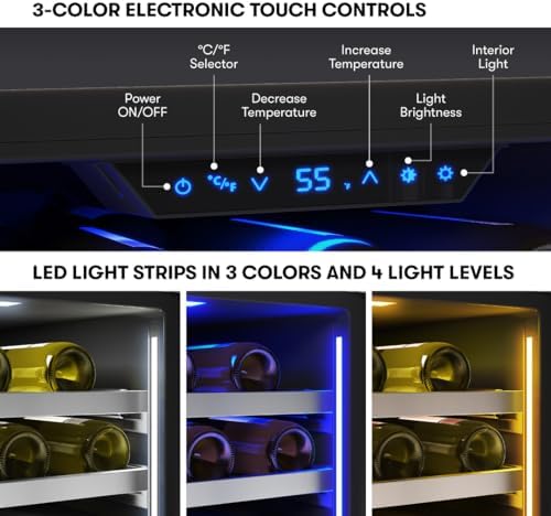 Zephyr Presrv 24" Wine Fridge Single Zone Under Counter - Countertop Wine Cooler Cellars Cabinet Wine Beverage Refrigerator Home Bar Chiller Freestanding with Glass Door, 53 Bottles 750ml - Image 4