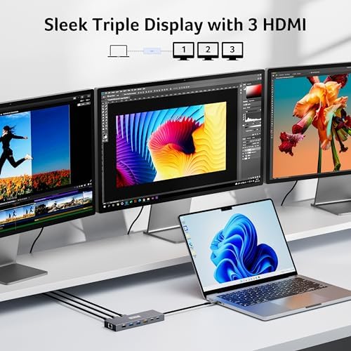 Acer Docking Station 3 Monitors with 3 HDMI, 13-in-1 USB C Hub for Laptop - Image 3