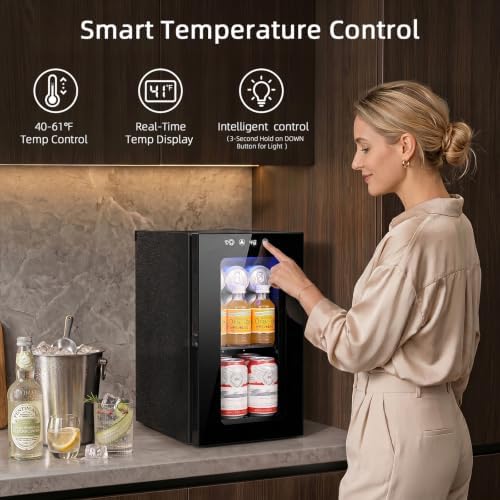 Antarctic Star 10L Mini Fridge, Beverage Refrigerator Small Drink Fridge for Bedroom, beverage cooler with Digital Temp Adjustment 40-61°F, Ideal for Bedroom, Dormitory, Office, Bar and Kitchen - Image 5