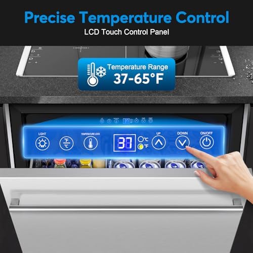 24" Undercounter Beverage Cooler, Outdoor Stainless Steel Drawer Fridge - Image 2