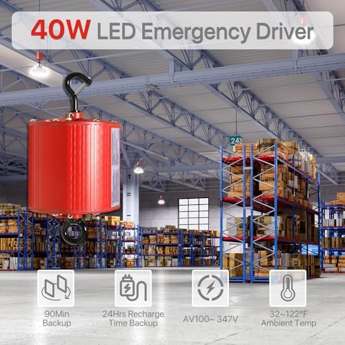 HYPERLITE 40W LED Emergency Driver, UFO LED High Bay Light Battery Backup Driver with Remote Control, Emergency Time 90 Min, AC Input 100-347V Output DC170V, UL Certified, IP65, 5-Year Warranty - Image 2