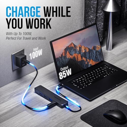 SABRENT USB-C Hub, USB-C to 4K@60Hz HDMI, 100W PD (HB-TC5P) - Image 3