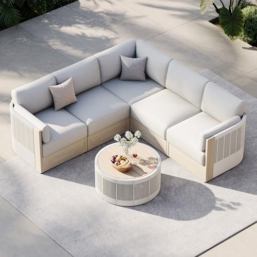CHITA Modular Acacia Outdoor Furniture Set 6 Piece, Patio Conversation Set by Unknown