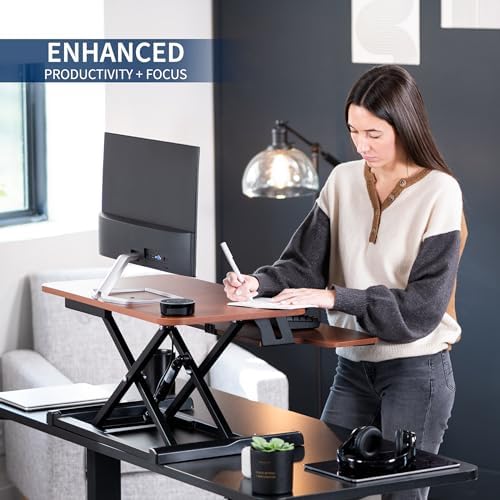 VIVO Dark Walnut 28 inch Standing Desk Converter, DESK-V028KA - Image 4