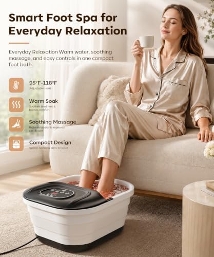 Collapsible Foot Soaking Tub with Heat, Pedicure Foot Spa Bath Massager with Temperature Control, Bubble & Red Light for Stress Relief - Image 2