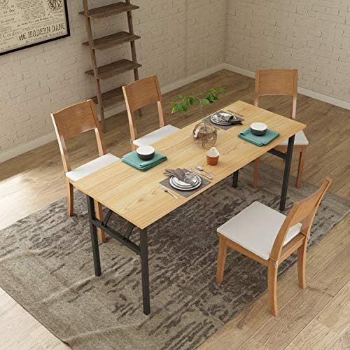 Need Home Office Desk - 62 Inches Large Computer Desk Sturdy Black Table Foldable Desk Gaming Computer Table No Assembly Required Teak AC5BB(157.5 * 60) - Image 5