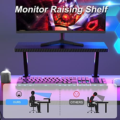 Mr IRONSTONE L Shaped Gaming Desk, Computer Corner Desk Carbon Fiber Surface for Home Office, Writing Study Desk with Laptop Stand, Easy to Assemble, Carbon Fiber, 51 Inch - Image 6