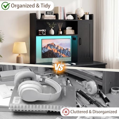 Desktop Storage Shelf, 37.4" Computer Desk Organizer 3-Tier Wood - Image 4