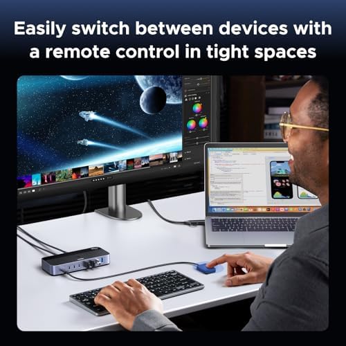 UGREEN 2-in 7-Out USB 3.2 Switch, 10 Gbps Switcher for A or C Computers Sharing All Devices(4 A+3 C) Keyboard Mouse Switch with Type C Converter Adapter,Power Adapter - Image 6