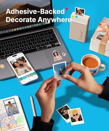 Liene Pearl N200 Pro Portable Photo Printer, Instant Mini Picture Printer for iPhone Smartphone, Thermal Dye Sublimation, Bluetooth Sticker Printer 10 Sheets 2x3 Adhesive Paper & 1 Cartridge, Gold - Image 3