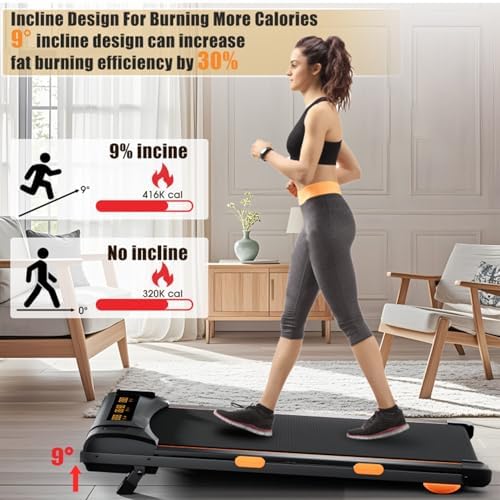 Walking Pad Treadmill with Incline for Home, 2.5HP Under Desk Treadmill for Walking, 300lb Weight Capacity, Compact for Small Spaces & Carpet, Remote Control & APP, Home Gym - Image 2