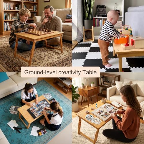 Nnewvante Large Floor Desk Foldable Table for Adults, Bamboo 25.6 x 17.7in - Image 5