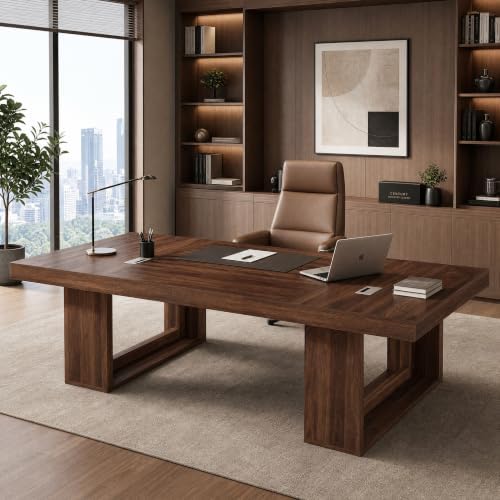 Tribesigns 94.5" Executive Desk, Large Office Desk with 2 Cable Grommets - Image 6