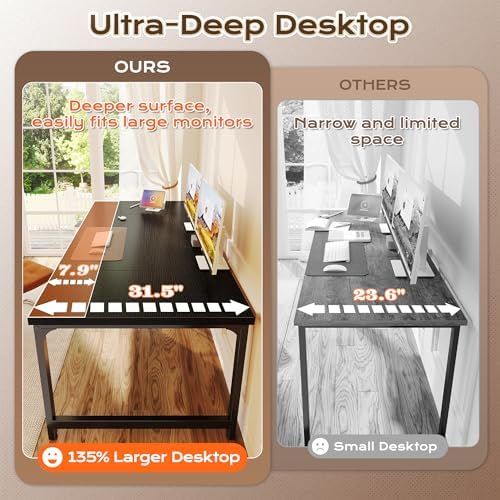Huuger 71 x 31.5 inch Desk with Power Outlets & 0.95 Inch Thicker Desktop - Image 5