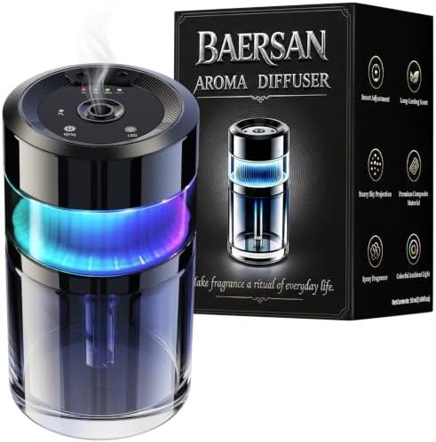 Portable Waterless Aroma Diffuser, Starry Sky Projector with 7 LED Lights by BaErSan