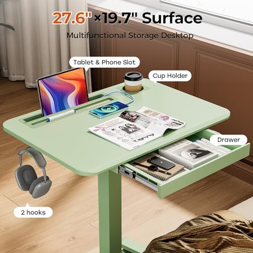 28" Mobile Standing Desk with Drawer, Portable Laptop Desk - Image 3
