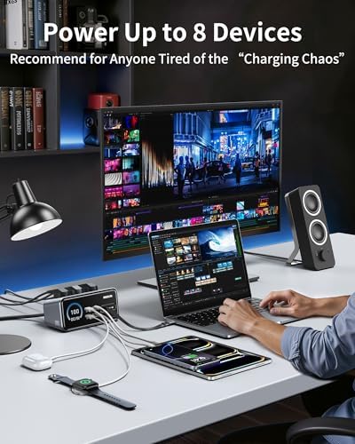 MOKiN 100W Max Charging Station with Retractable Cord, 8-in-1 Power Strip - Image 4