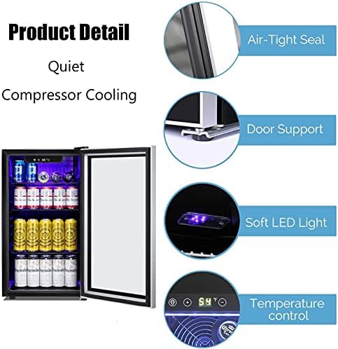 Antarctic Star Beverage Refrigerator -120 Can Mini Fridge for Soda Beer or Wine, Small Drink Dispenser, for Office or Bar with Adjustable Removable Shelves, Black, 3.3 Cu.Ft.… - Image 2