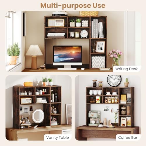 BECOMFORT Desk Hutch with 7 Cubes, Up to 27" Computer Monitor College Dorm - Image 4