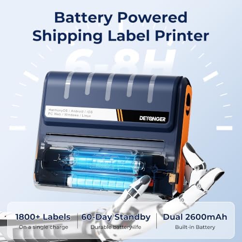 Battery Powered Shipping Label Printer | DP45S 4x6 Cordless Portable Thermal Label Printer for Small Business, Rechargeable Battery, Built-in Paper Bin, Compatible with iPhone Android Windows - Image 2