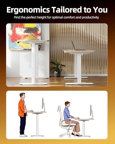 TIQLAB 55 * 24 Inches Electric Standing Desk, Adjustable Height Stand up Desk, Sit Stand Home Office Table with Splice Board, Light Walnut - Image 4