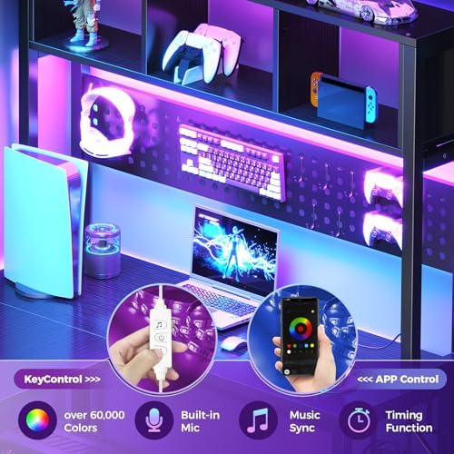 DLisiting Small Black L Shaped Gaming Desk with Hutch, 47 Inch Corner - Image 4