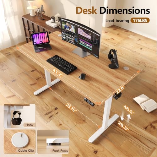 Monomi Electric Standing Desk, 47.2 inches Height Adjustable Desk, Natural - Image 3