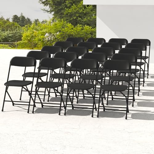 20 Pack Black Folding Chairs for School Events Wedding Party Picnic by IWDOO
