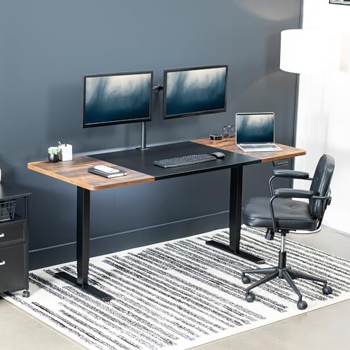 VIVO Black/Vintage Brown 71 x 30 in Standing Desk, DESK-KIT-2B7BN - Image 2