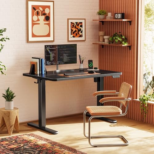 Huuger 39 X 24 Inch Electric Standing Desk with Power Outlets and USB-C Port, Height Adjustable Desk, Sit Stand Desk for Home Office, Computer & Gaming Desk with 3 Presets, Stable Steel Frame, Black - Image 2