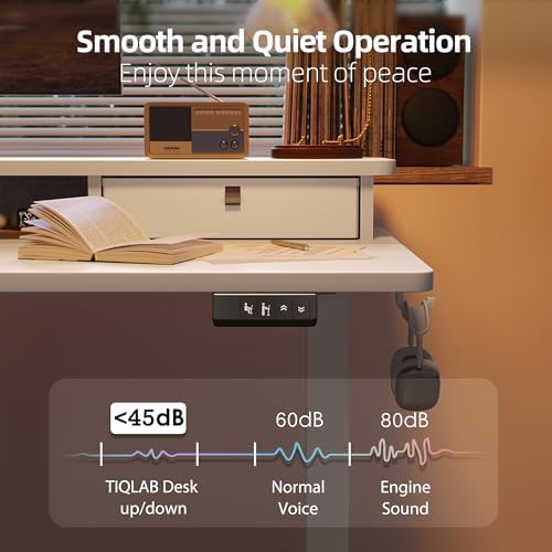 TIQLAB 40 * 24 inch Standing Desk with Two Drawers&Top Shelf, White - Image 7