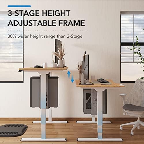 FlexiSpot E6 Bamboo 3-Stage Dual Motor Electric Standing Desk 48 x 24 Sit Stand Up Desk, Holds 220 lbs, Adjustable Height w/ Memory Presets, Solid Bamboo Desktop & White Frame, Ships in 2 Boxes - Image 4