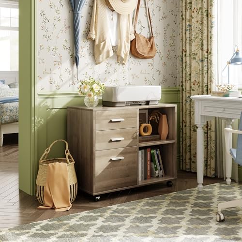 DEVAISE Wood File Cabinet, 3 Drawer Lateral Filing Cabinet, Gray Oak - Image 2