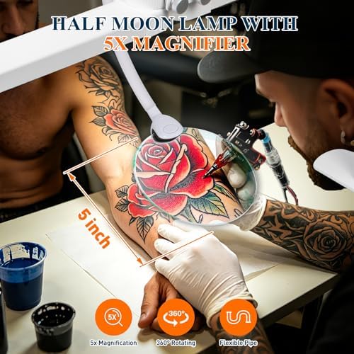 Half Moon Nail Desk Lamp with 5X Magnifier & Phone Holder - Image 2