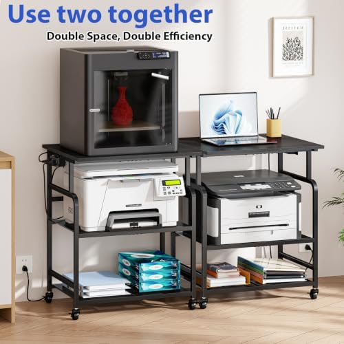 3 Tier Large printer stand with Power Outlet/storage,Rolling Printer Cart - Image 6