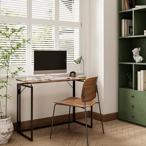 alawooder 39.4" Folding Desk: No Assembly, Wood Top for Small Spaces - Image 4