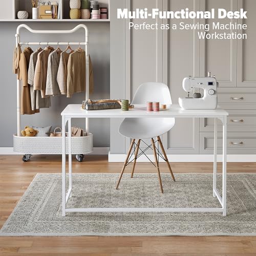 WOHOMO Folding Desk, 47.2" Foldable Computer Desk for Bedroom, Space Saving Computer Table Writing Workstation for Home Office, Easy Assembly, White - Image 7