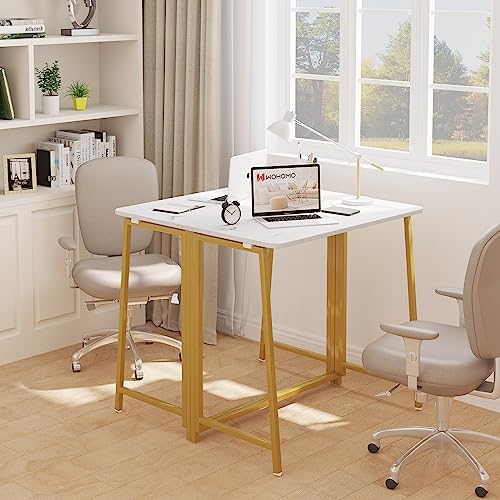WOHOMO Folding Desk, 31.5" Foldable Computer Table for Small Spaces, Gold - Image 7