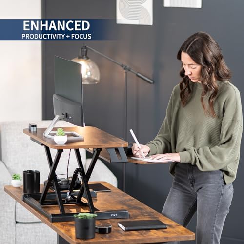VIVO Rustic Vintage Brown 26 in Standing Desk Converter, DESK-V026KN - Image 4