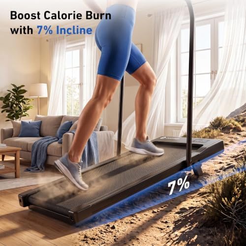 DeerRun Walking Pad Treadmill with Incline & Handle Bar - Image 2