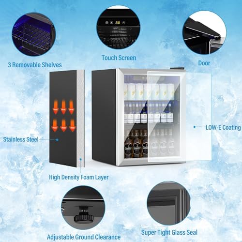 Erivess 1.7 Cu Ft Mini Fridge, 76 Cans Freestanding Beverage Refrigerator - Image 2