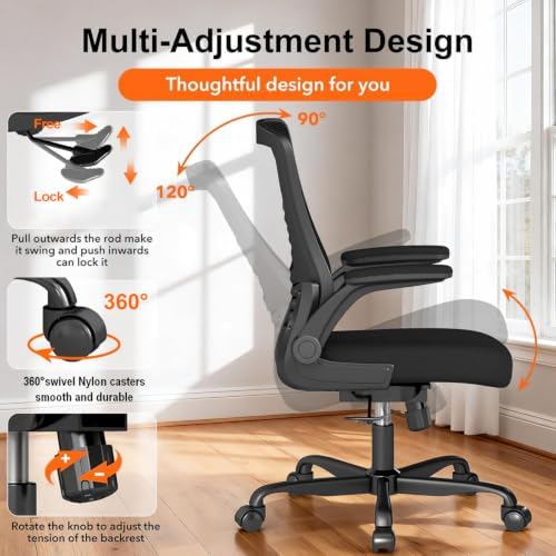 Ergonomic Office Chair, Comfy Mesh Desk Chair with Flip-up Armrests - Image 4